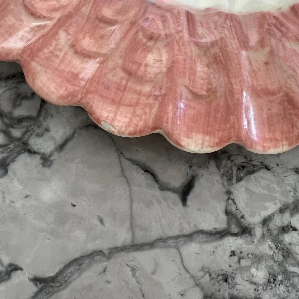 Handmade pink shell‎ platter signed